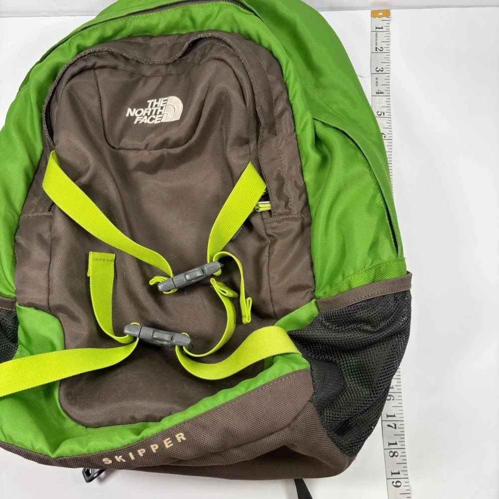 The North Face Skipper Backpack Green Brown Hiking Daypack School Outdoor Sport